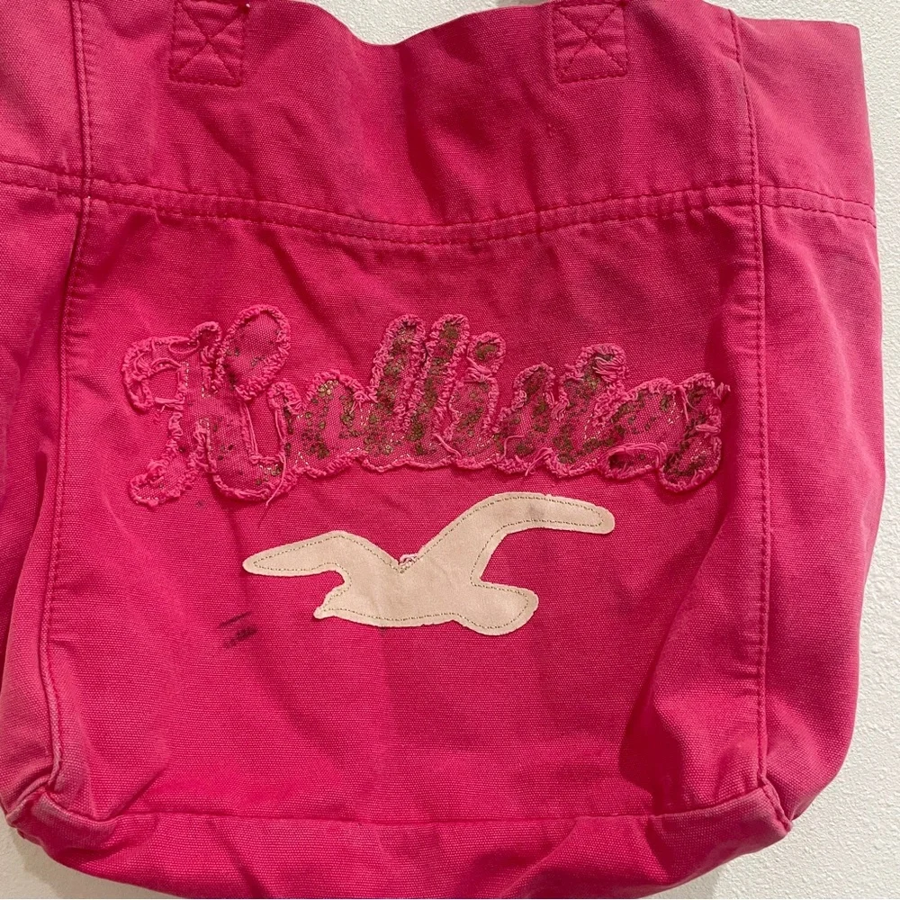 Vintage Hollister Pink Canvas Tote Book School Bag Vtg Y2K